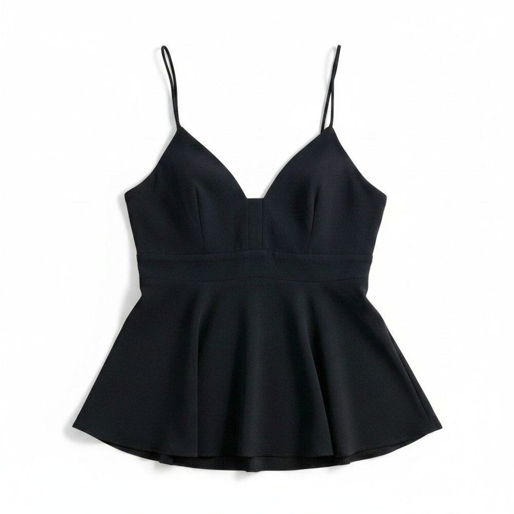 Express Womens Strappy VNeck Babydoll Cami Tank Top Black S Fairy Whimsigoth Y2K